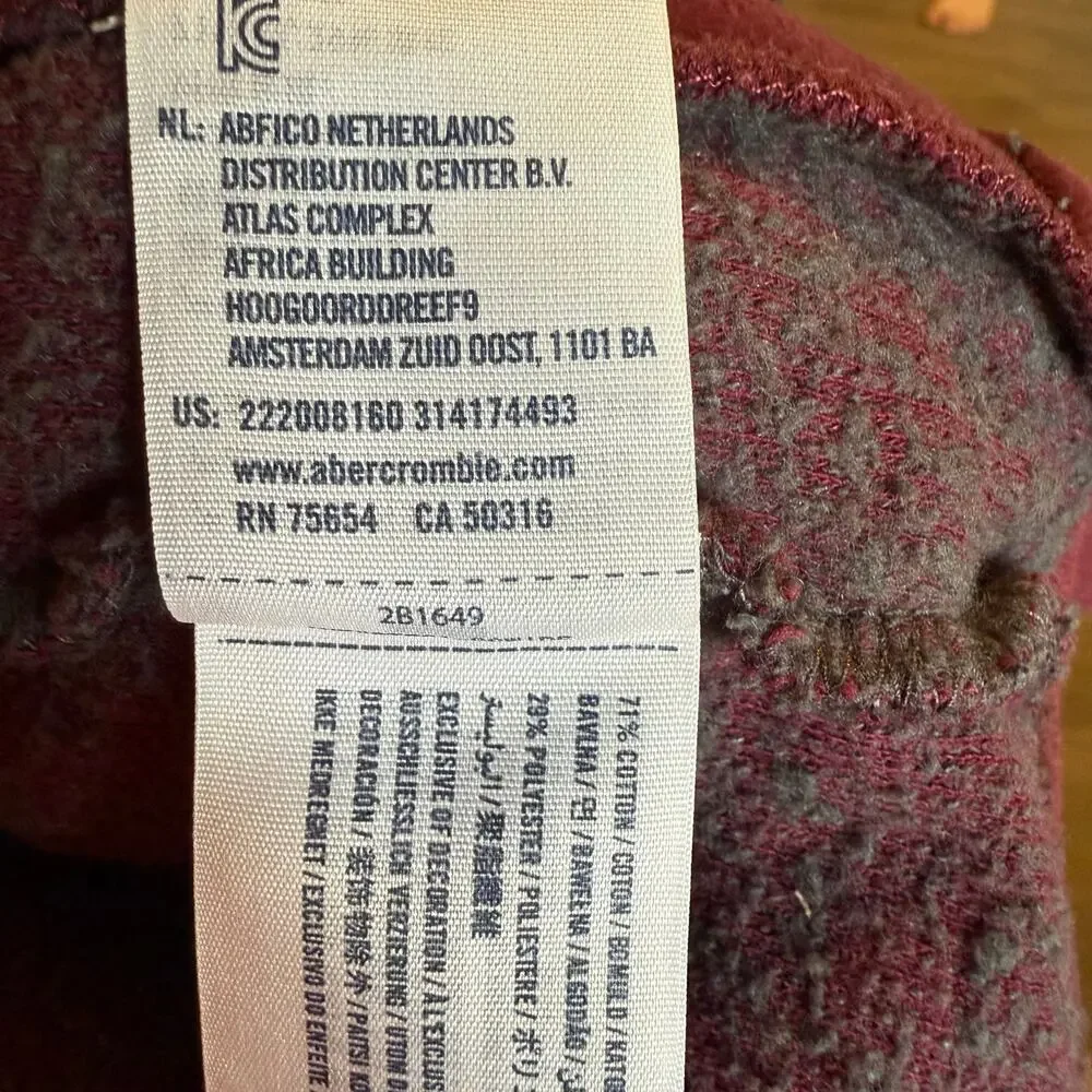 Abercrombie Kids Fleece Zip Jacket Maroon Trim Size 9/10 Soft Warm Coat